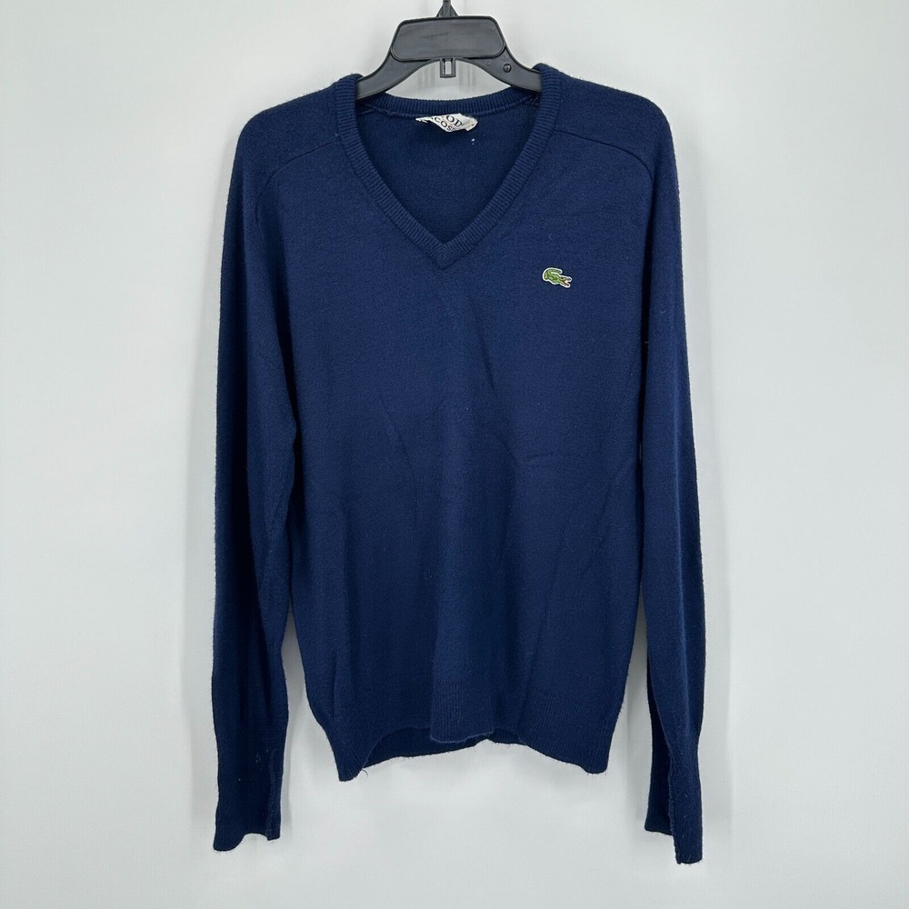Vintage Izod Lacoste Sweater Mens Medium Blue Pullover Orlon Acrylic Golf Preppy
